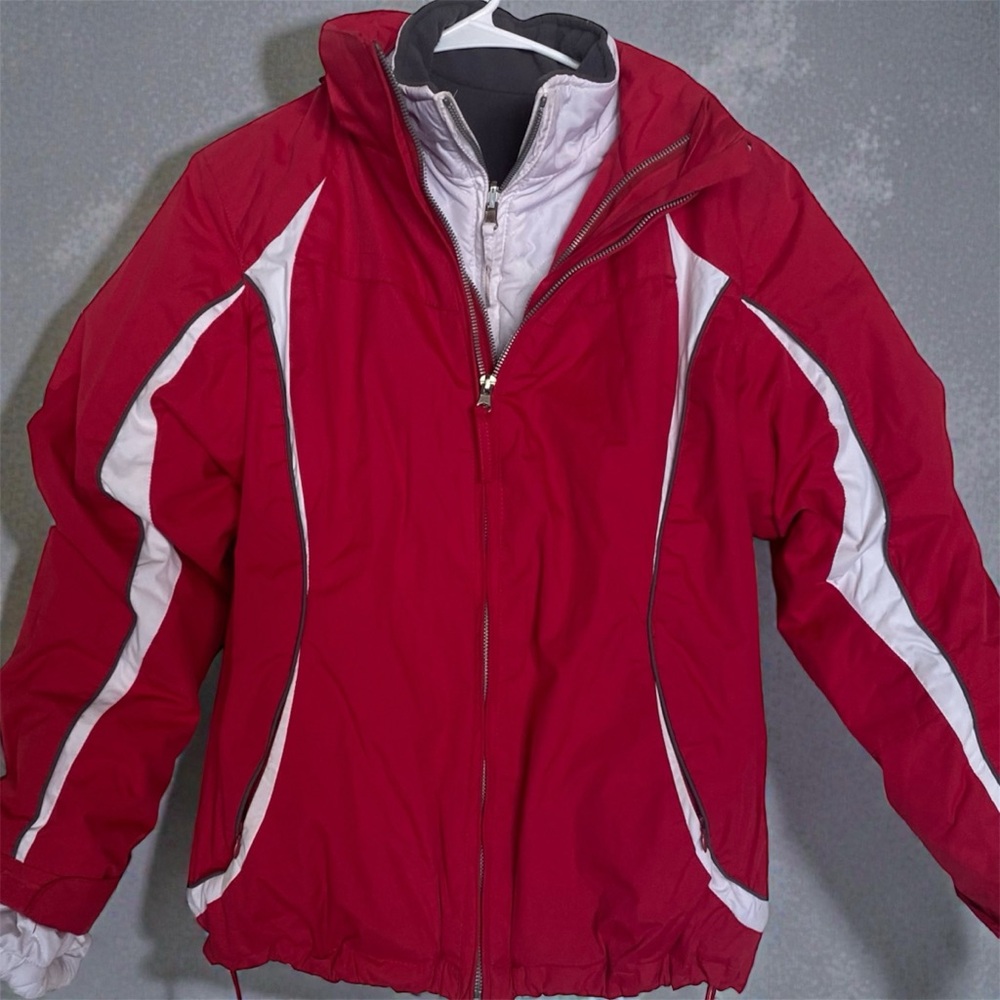 Dark pink/Fuchsia and double layerWhite Zip-Up Jacket